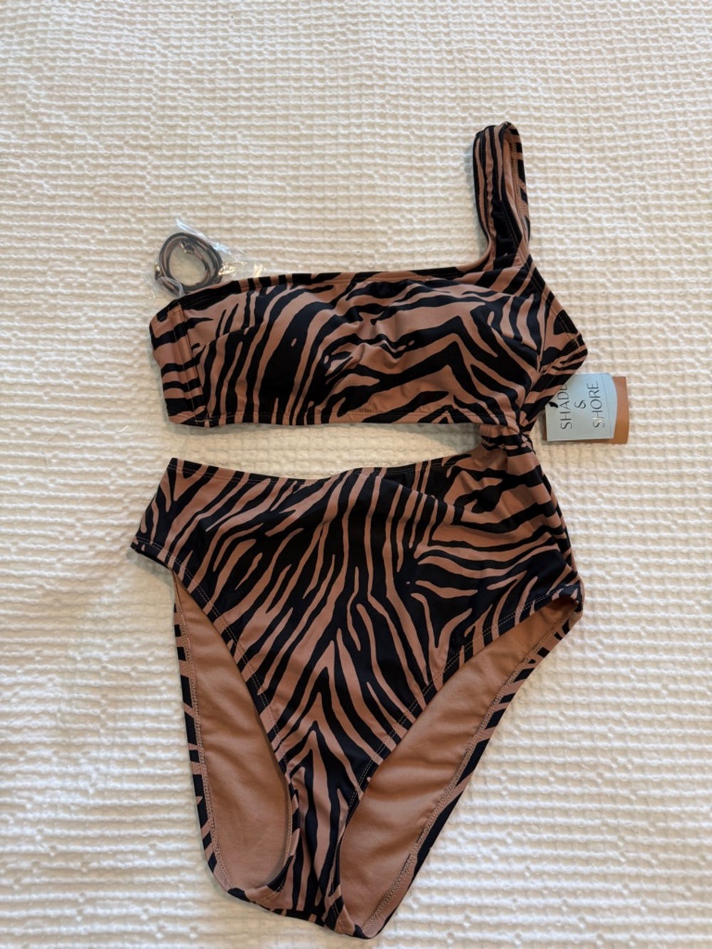 Shade & Shore One-Shoulder Zebra  One Piece Swimsuit